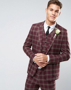 Пиджак скинни в клетку ASOS WEDDING - Красный