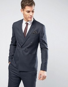 Фактурный приталенный двубортный пиджак ASOS WEDDING - Темно-синий