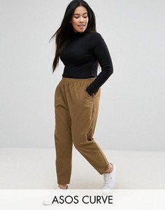 Суженный книзу выбеленные брюки-галифе ASOS CURVE - Коричневый