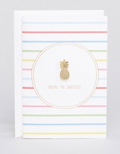 Значок в виде ананаса с подарочной открыткой Orelia - Золотой