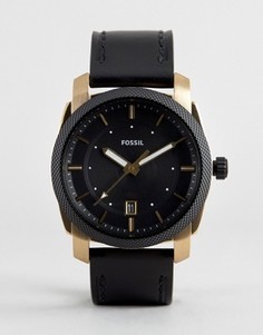 Часы с черным кожаным ремешком Fossil FS5263 Machine - Черный