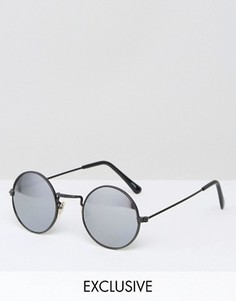 Солнцезащитные очки в круглой оправе с зеркальными стеклами Reclaimed Vintage - Черный