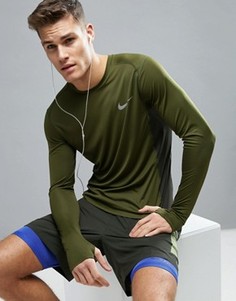 Зеленый лонгслив Nike Running Dri-FIT Miler 833593-331 - Зеленый
