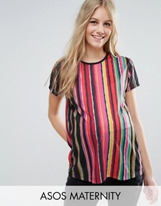Футболка в разноцветную полоску ASOS Maternity - Мульти