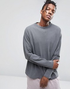 Oversize-свитшот со вставками из вафельного трикотажа ASOS - Серый