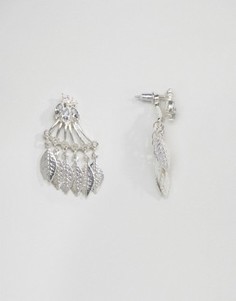 Серьги с камнями и подвесками-листиками ASOS - Серебряный