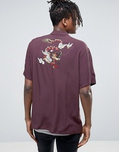 Рубашка классического кроя из вискозы с вышивкой дракона ASOS - Красный