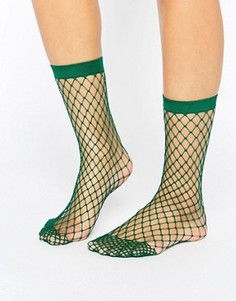 Зеленые носки в крупную сетку ASOS - Зеленый