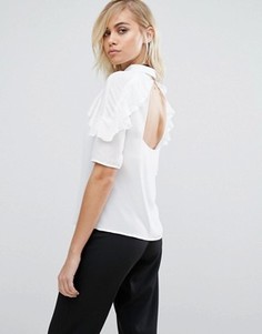 Рубашка с оборками и открытой спиной Fashion Union - Белый