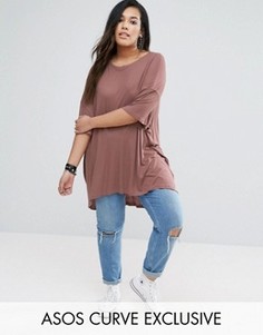 Oversize-топ в рубчик ASOS CURVE - Бежевый