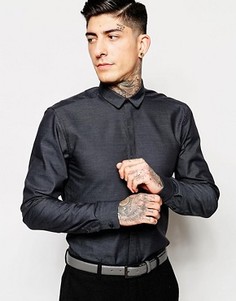 Рубашка в строгом стиле со скрытой планкой Minimum - Серый