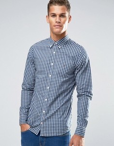 Темно-синяя рубашка узкого кроя в клеточку Tommy Hilfiger - Темно-синий