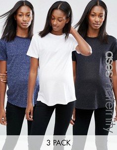 Набор из 3 футболок с добавлением льна для беременных ASOS Maternity, СКИДКА 20 - Мульти