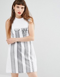 Трикотажное платье с принтом колон Love Moschino - Белый