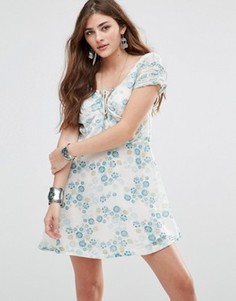 Платье с принтом Free People Yours Truly - Кремовый