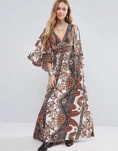 Платье макси с принтом Free People - Кремовый