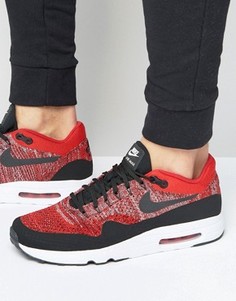 Красные кроссовки с трикотажным верхом Nike Air Max 1 Ultra 2.0 Flyknit 875942-600 - Красный