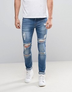 Синие супероблегающие рваные джинсы ASOS - Синий