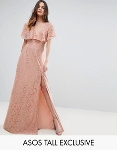 Кружевное платье макси с открытой спиной ASOS TALL - Фиолетовый
