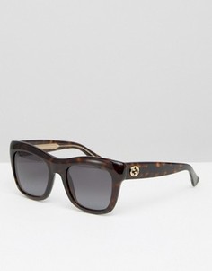 Солнцезащитные очки в квадратной оправе Gucci - Коричневый