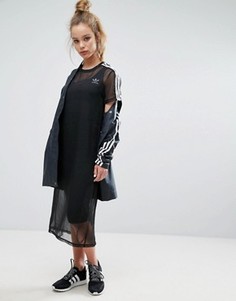 Черное платье миди с сетчатой накладкой adidas Originals - Черный