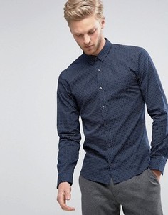 3 узких темно-синих рубашки в клетку HUGO by Hugo Boss Ero - Темно-синий