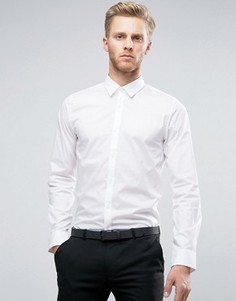 Эластичная рубашка слим с контрастной планкой на пуговицах HUGO by Hugo Boss Efin - Белый