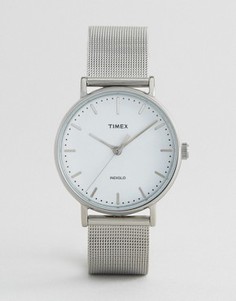 Серебристые часы с сетчатым ремешком Timex Fairfield 37 мм - Серебряный