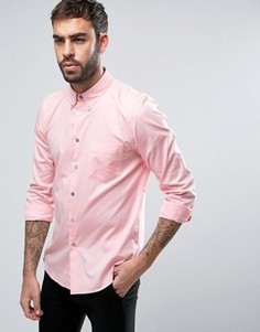 Розовая приталенная оксфордская рубашка с разноцветными пуговицами PS by Paul Smith - Розовый