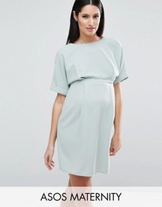 Строгое платье мини с V-образным вырезом на спине ASOS Maternity - Зеленый