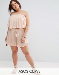 Комбинируемые шорты из жатой ткани ASOS CURVE - Розовый