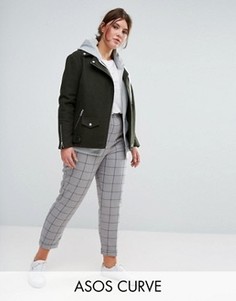 Узкие брюки в решетчатую клетку ASOS CURVE - Мульти