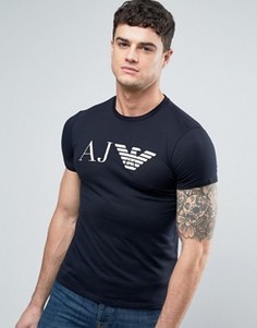 Темно-синяя узкая футболка с логотипом в виде орла Armani Jeans - Темно-синий