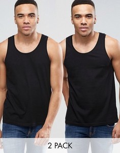 2 черные майки ASOS - СО СКИДКОЙ - Черный