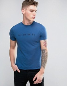 Синяя футболка классического кроя с принтом Armani Jeans - Синий