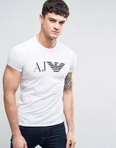 Белая узкая футболка с логотипом в виде орла Armani Jeans - Белый