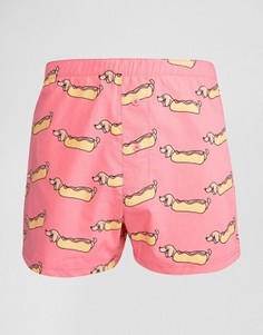 Тканые боксеры с хот-догами ASOS - Розовый