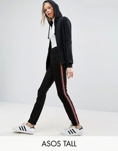Брюки-сигареты с полосками по бокам ASOS TALL - Черный