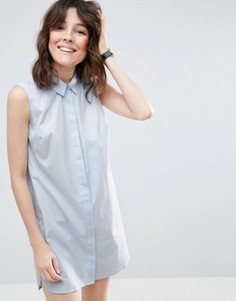 Хлопковое платье-рубашка без рукавов ASOS - Синий