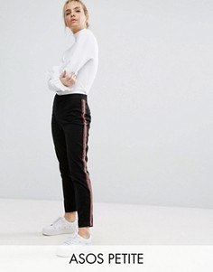 Брюки-сигареты с полосками по бокам ASOS PETITE - Черный