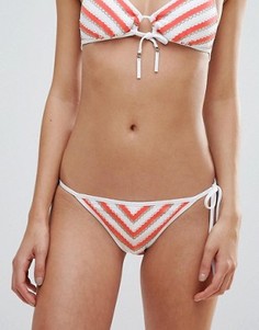 Плавки бикини с шевронным принтом и завязками по бокам Seafolly - Оранжевый
