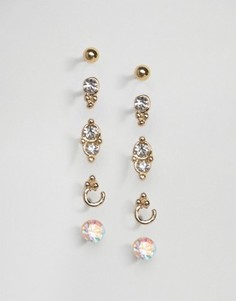 Серьги с камнями (5 пар) ASOS - Золотой