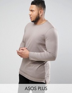 Длинный лонгслив с необработанным краем ASOS PLUS - Серый