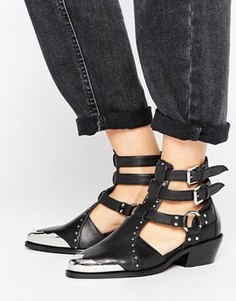 Кожаные ботинки в стиле вестерн с вырезами ASOS ARCTIC - Черный