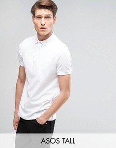 Белая футболка-поло из пике ASOS TALL - Белый