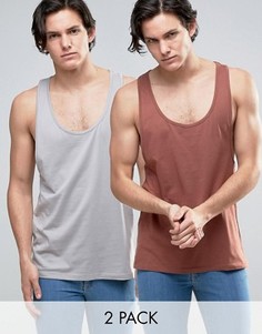 2 майки-борцовки (красная/серая) ASOS - СКИДКА - Мульти