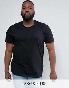Черная длинная футболка ASOS PLUS - Черный