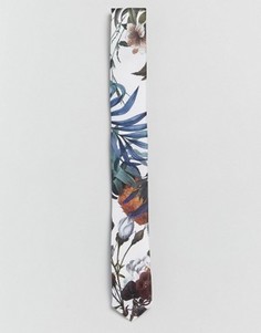 Галстук с цветочным принтом ASOS WEDDING - Белый