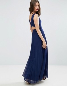 Плиссированное платье макси с V-образным вырезом ASOS - Темно-синий