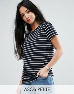 Футболка в полоску с круглым вырезом ASOS PETITE - Темно-синий